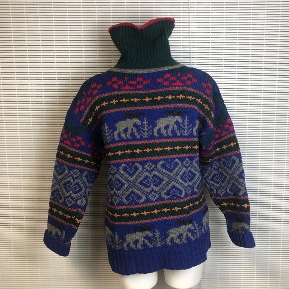 Eddie Bauer Moose Turtleneck Knit Wool Sweater - Picture 4 of 9